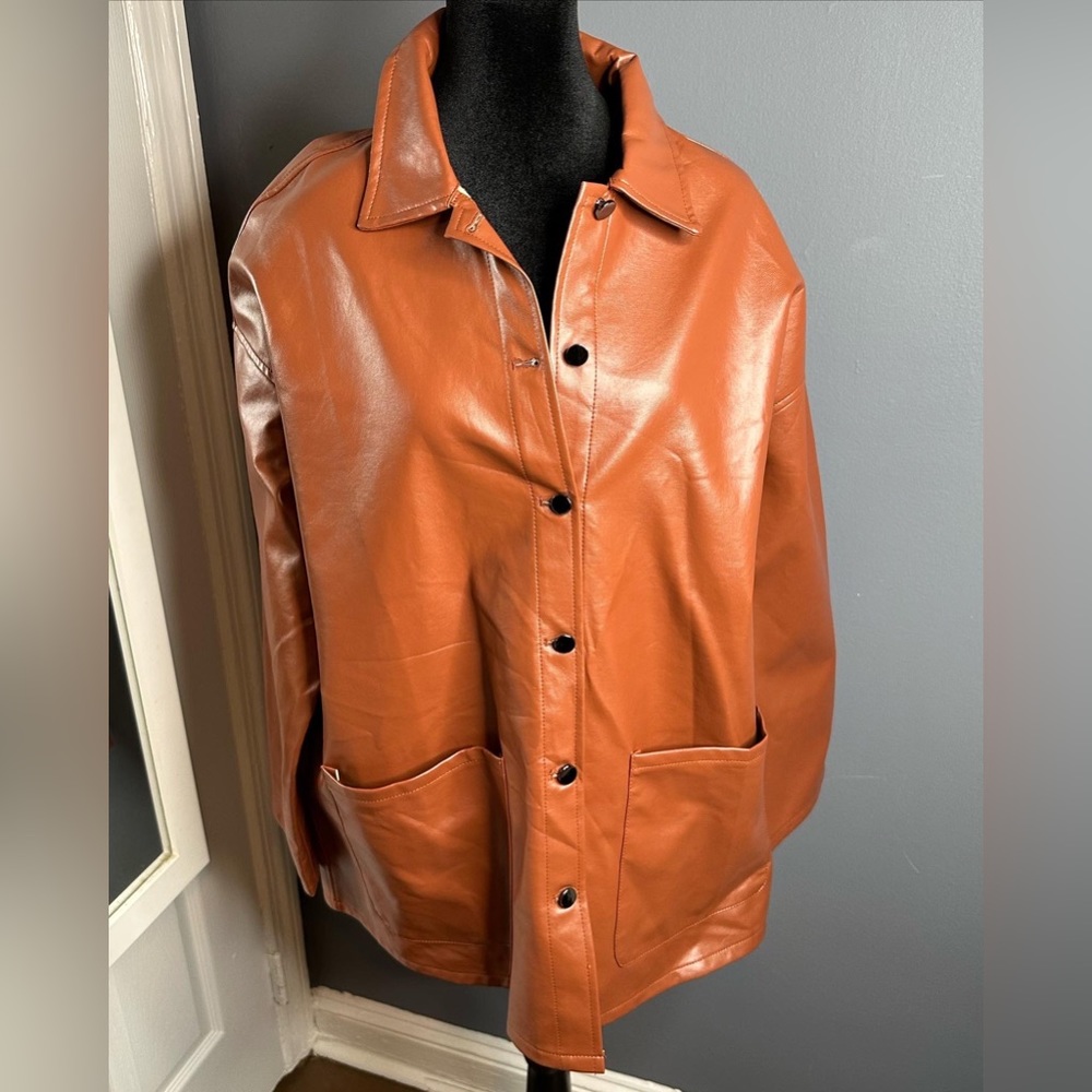 Faux leather shacket